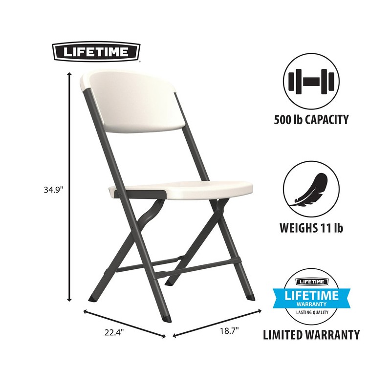 Lifetime 4-Pack Bypass Frame Folding Chair - White (81158)