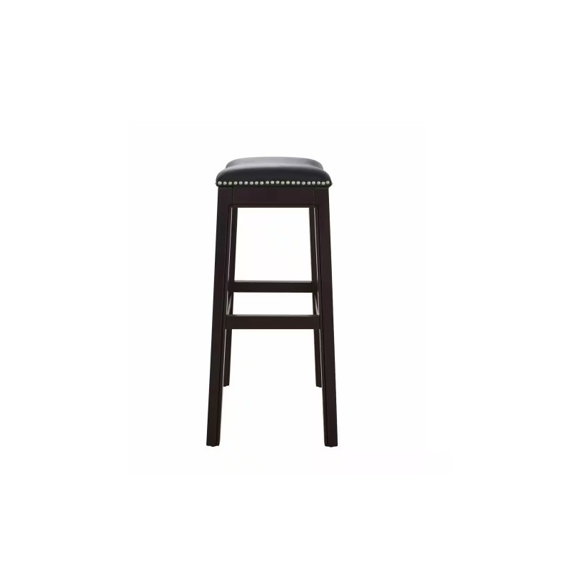 HomeRoots 31 in. Solid Wood Backless Counter Height Bar Chair - Black & Espresso (2000384139)