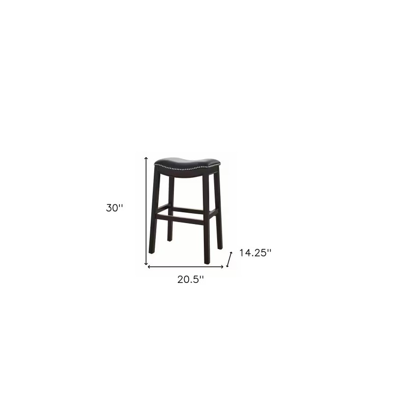 HomeRoots 31 in. Solid Wood Backless Counter Height Bar Chair - Black & Espresso (2000384139)