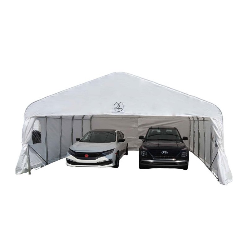 Gazebo Penguin 20x20 Deluxe Double Car Shelter (White) - CO20X20FF-200