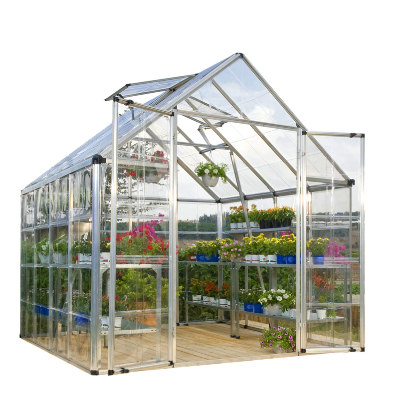 Palram 8x8 Snap & Grow Hobby Greenhouse Kit Silver (HG8020)