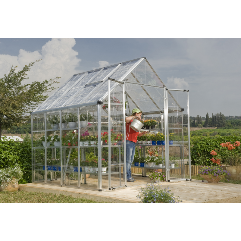 Palram - Canopia 8x8 Snap & Grow Hobby Greenhouse - Silver (HG8020)