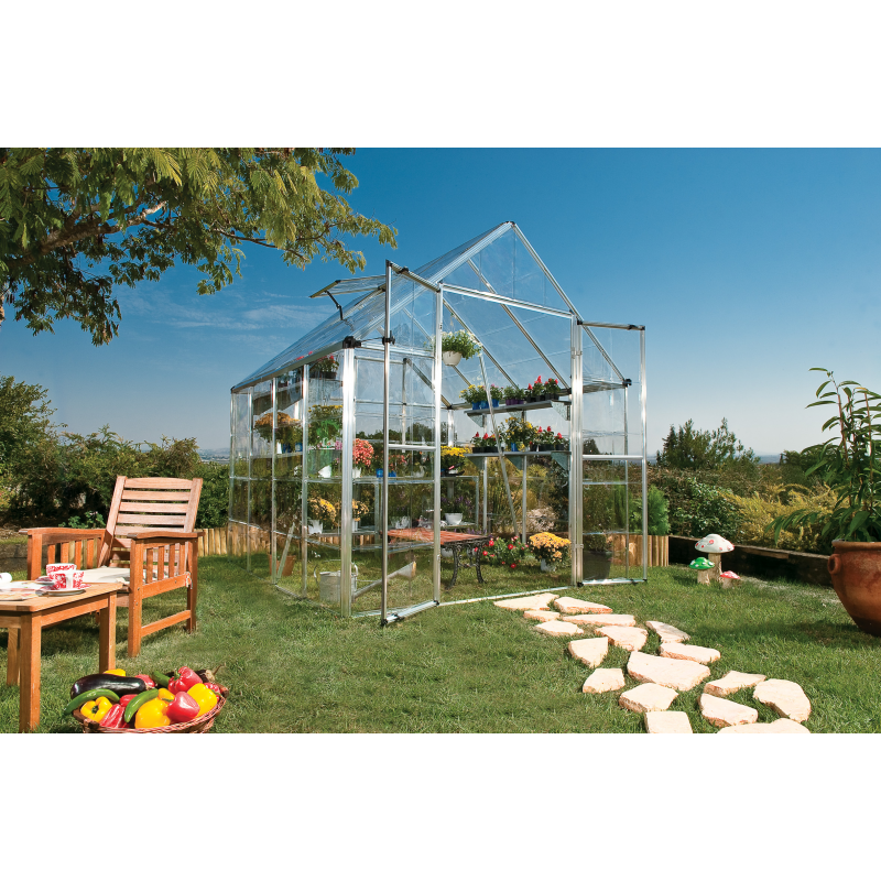 Palram - Canopia 8x8 Snap & Grow Hobby Greenhouse - Silver (HG8020)