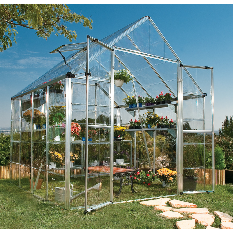 Palram - Canopia 8x8 Snap & Grow Hobby Greenhouse - Silver (HG8020)