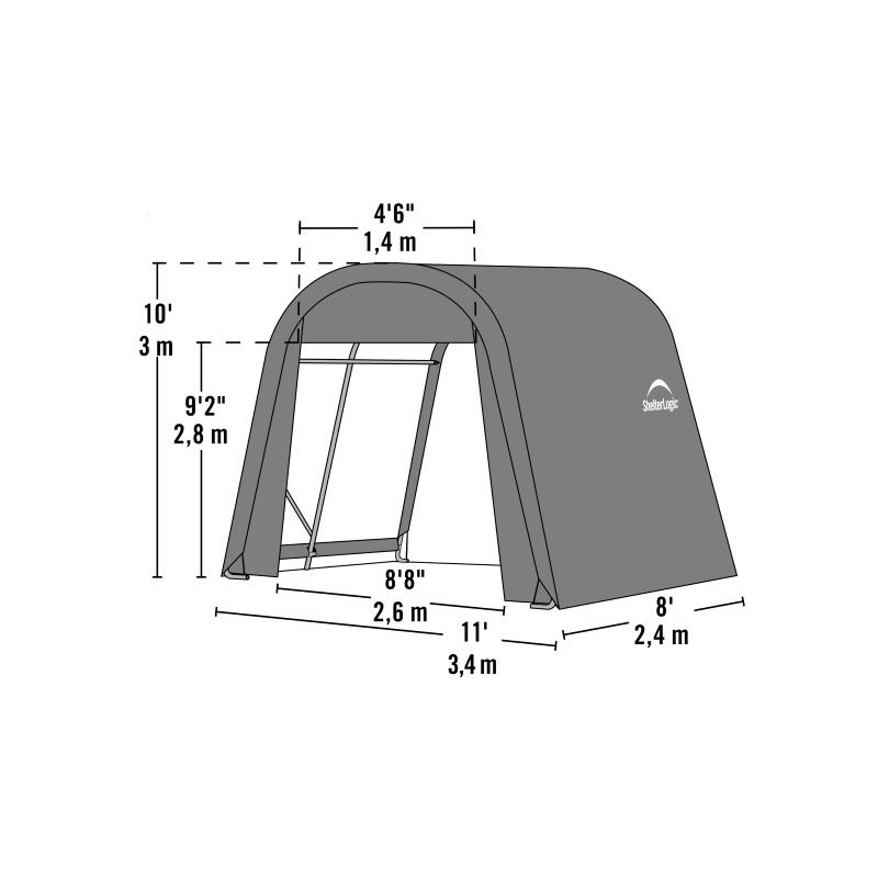ShelterLogic 11x8x10 Round Style Instant Garage Kit - Gray-77819