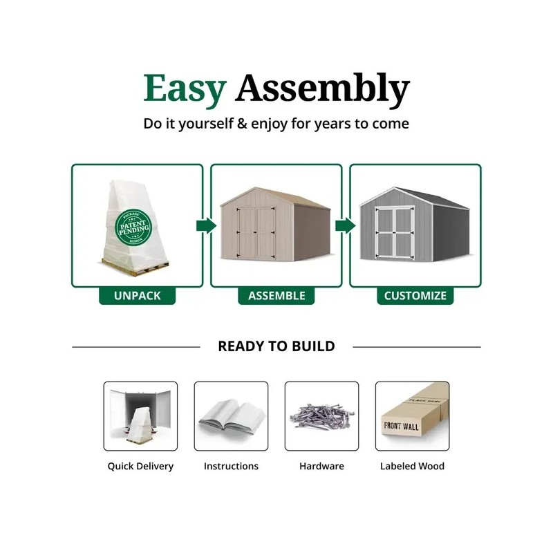 Little Cottage Co. Value Gable 8x8 Wood Storage Shed Kit (8x8-VGS-PC)