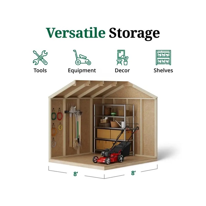 Little Cottage Co. Value Gable 8x8 Wood Storage Shed Kit (8x8-VGS-PC)