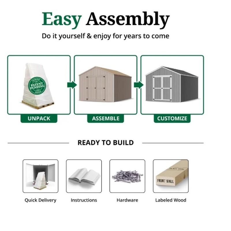 Little Cottage Co. 10x10 Value Gable Wood Shed Kit (10x10 VGS-PC)