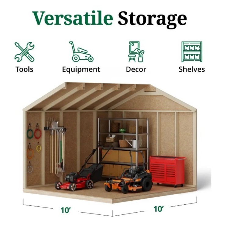 Little Cottage Co. 10x10 Value Gable Wood Shed Kit (10x10 VGS-PC)