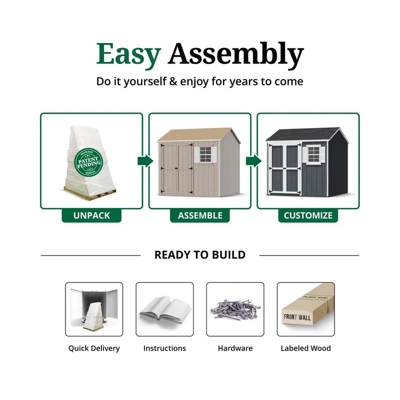 Little Cottage Co. 8x8 Value Workshop Wood Shed Kit (8x8-VWS-PC)