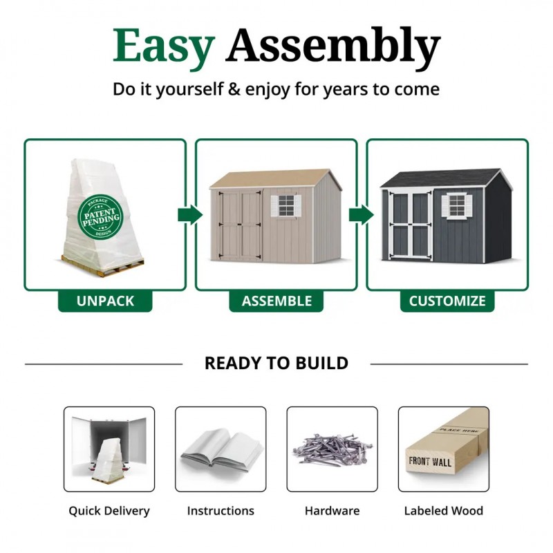 Little Cottage Co. 8x10 Value Workshop Wood Shed Kit (8x10-VWS-PC)