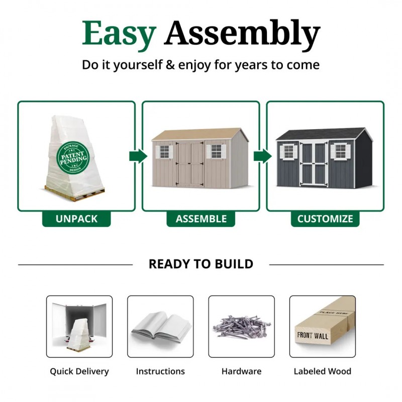 Little Cottage Co. 8x12 Value Workshop Wood Shed Kit (8x12-VWS-PC)