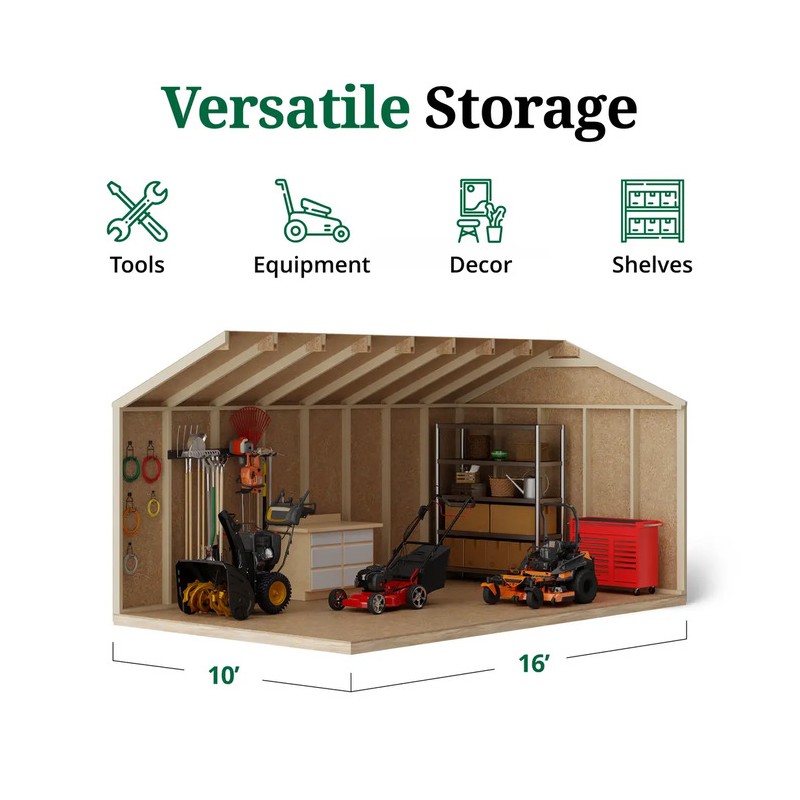 Little Cottage Co. 10x16 Value Workshop Wood Shed Kit (10x16-VWS-PC)