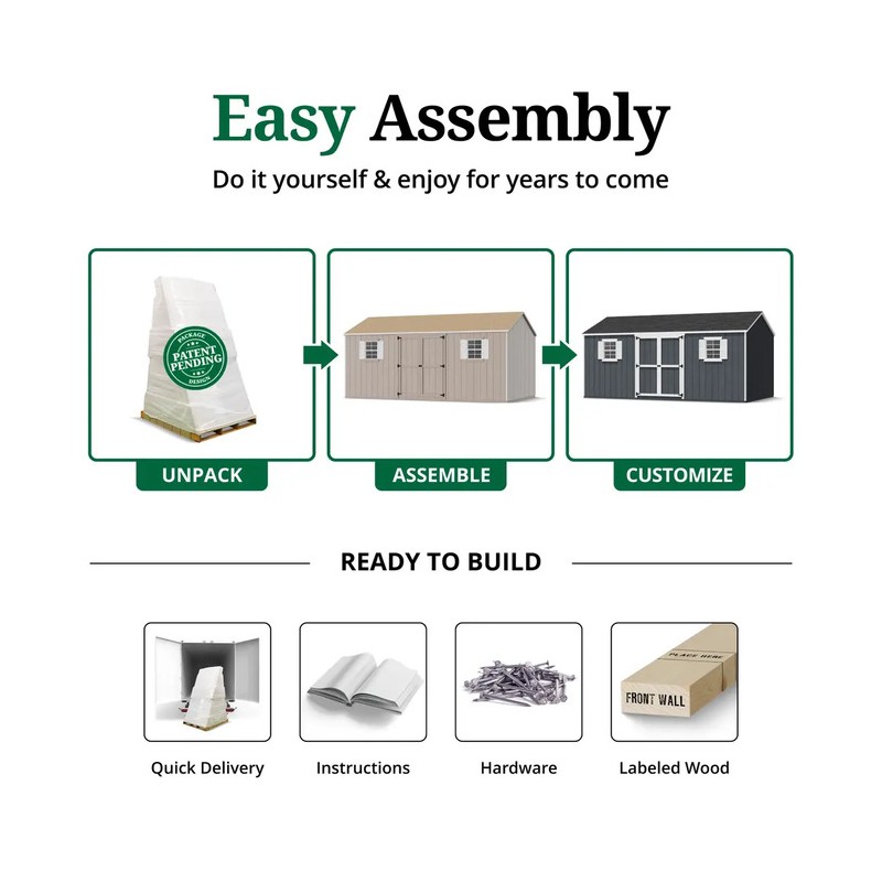 Little Cottage Co. 10x18 Value Workshop Wood Shed Kit (10x18-VWS-PC)