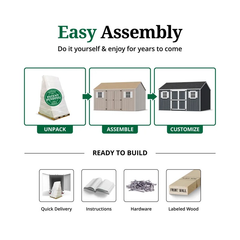 Little Cottage Co. 12x14 Value Workshop Wood Shed Kit (12x14-VWS-PC)