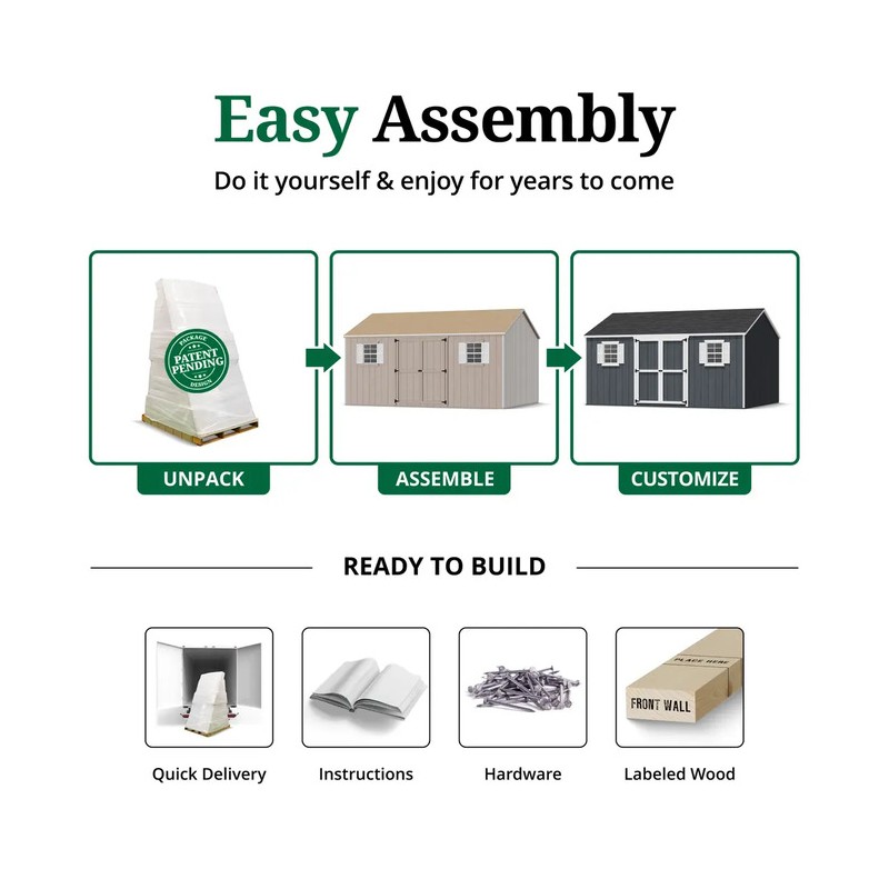 Little Cottage Co. 12x16 Value Workshop Wood Shed Kit (12x16-VWS-PC)