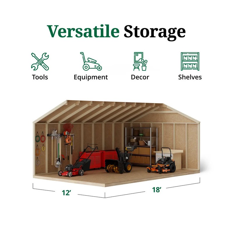 Little Cottage Co. 12x18 Value Workshop Wood Shed Kit (12x18-VWS-PC)