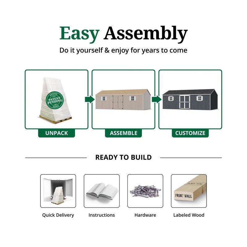Little Cottage Co. 12x24 Value Workshop Wood Shed Kit (12x24-VWS-PC)