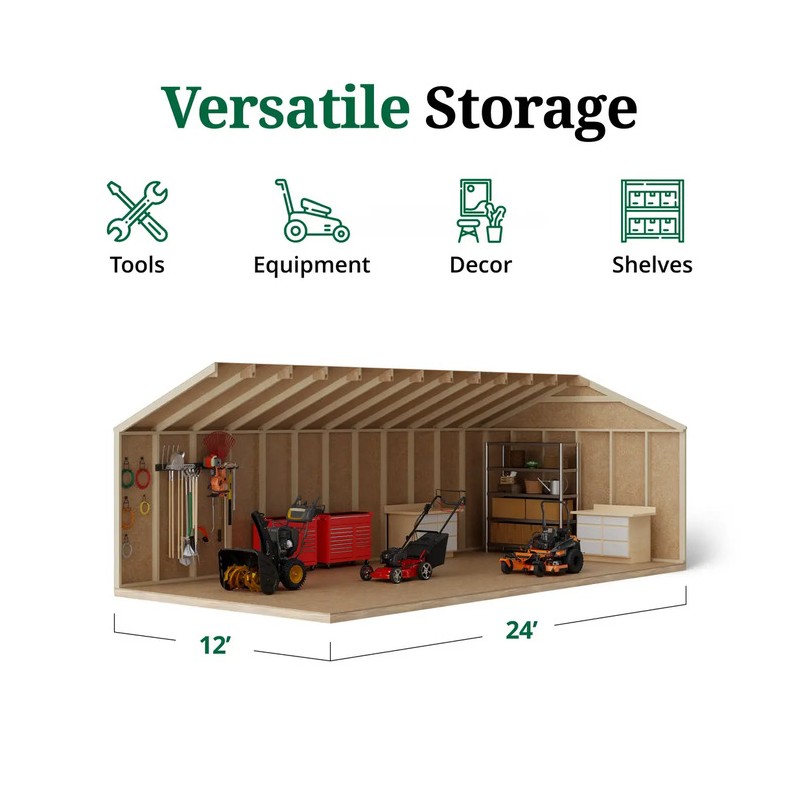 Little Cottage Co. 12x24 Value Workshop Wood Shed Kit (12x24-VWS-PC)