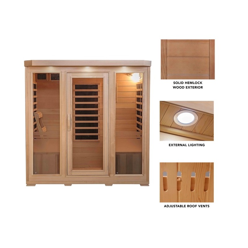 4-Person Sonoma Hemlock Infrared Sauna with 9 Carbon Heaters (SA7020)
