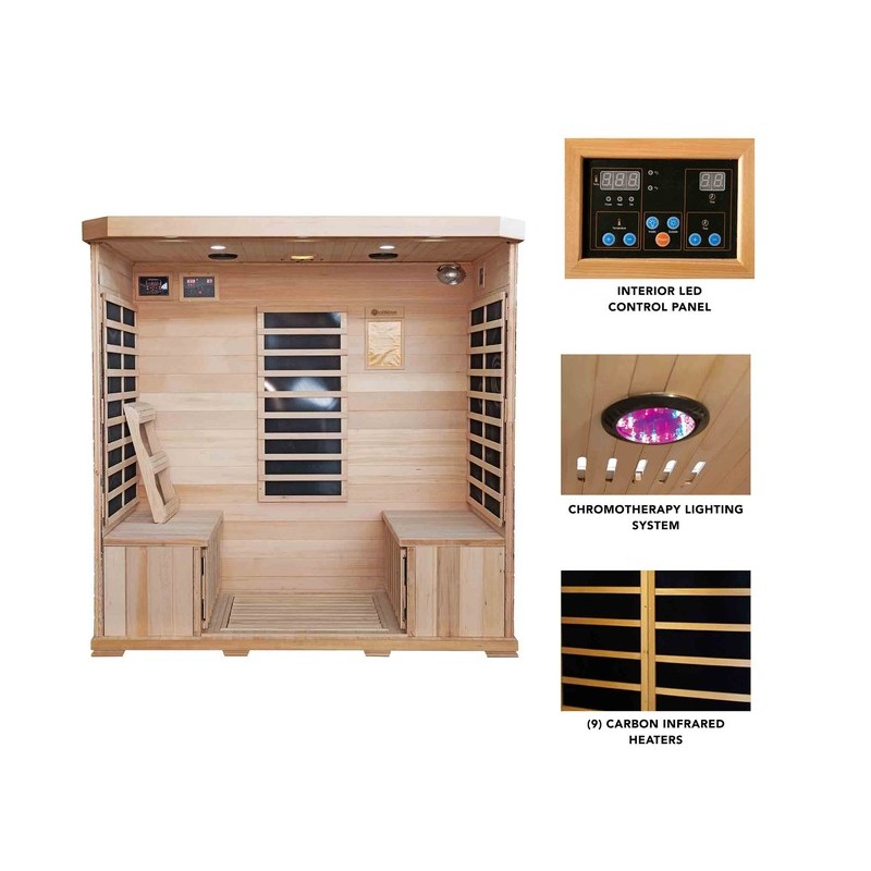 4-Person Sonoma Hemlock Infrared Sauna with 9 Carbon Heaters (SA7020)