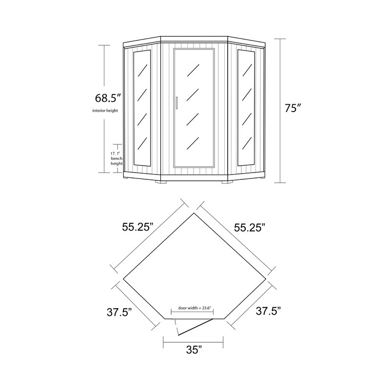 Sonoma 3-Person Hemlock Infrared Sauna with 7 Carbon Heaters (SA7019)
