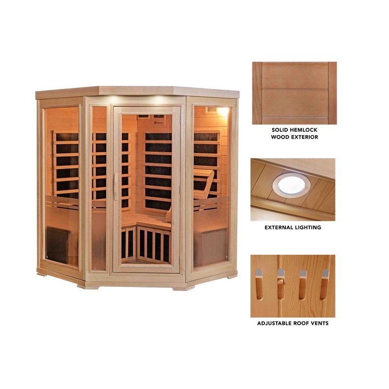 Sonoma 3-Person Hemlock Infrared Sauna with 7 Carbon Heaters (SA7019)