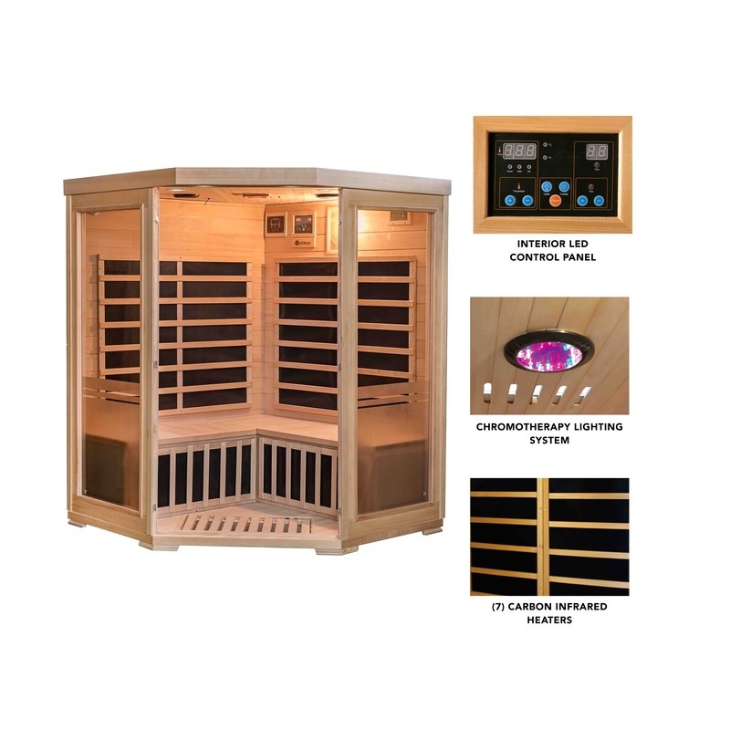 Sonoma 3-Person Hemlock Infrared Sauna with 7 Carbon Heaters (SA7019)