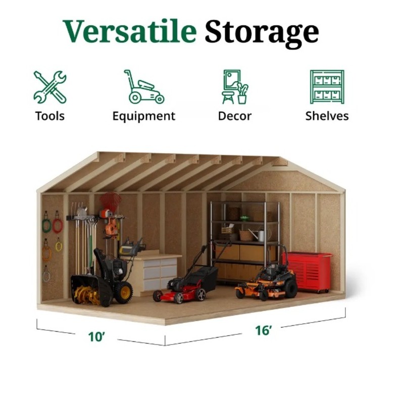 Little Cottage Co. 10x16 Value Gable Wood Shed Kit (10x16-VGS-PC)