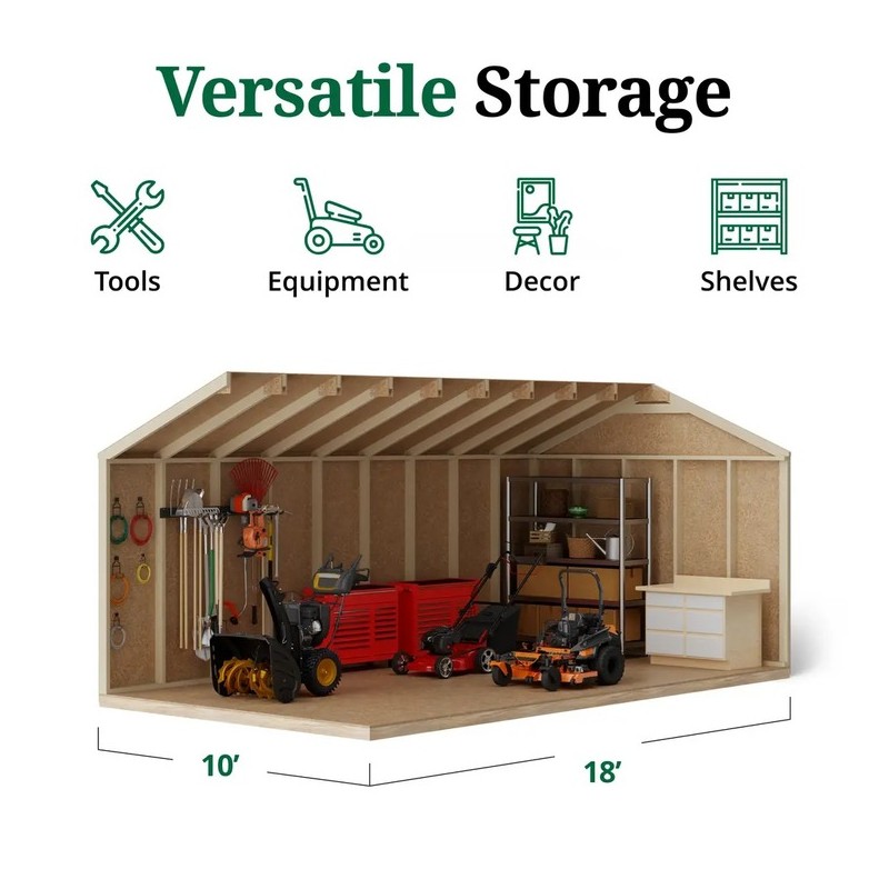 Little Cottage Co. 10x18 Value Gable Wood Shed Kit (10x18-VGS-PC)
