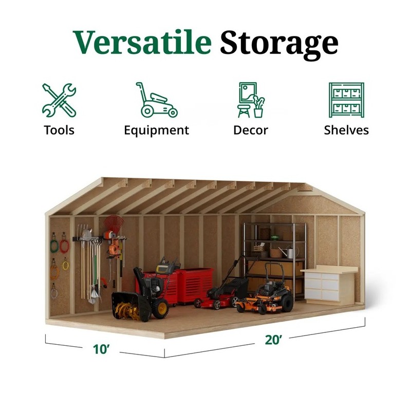 Little Cottage Co. 10x20 Value Gable Wood Shed Kit (10x20-VGS-PC)