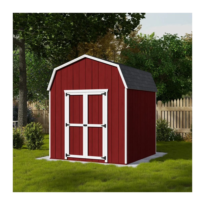 Little Cottage Co. 8x8 Value Gambrel Barn Wood Shed Kit w/ 6' Sidewall (8x8-VGB-6-PC)