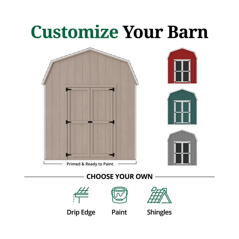 Little Cottage Co 8x8 Value Gambrel Barn 6' Sidewall (8x10-VGB-6-PC)