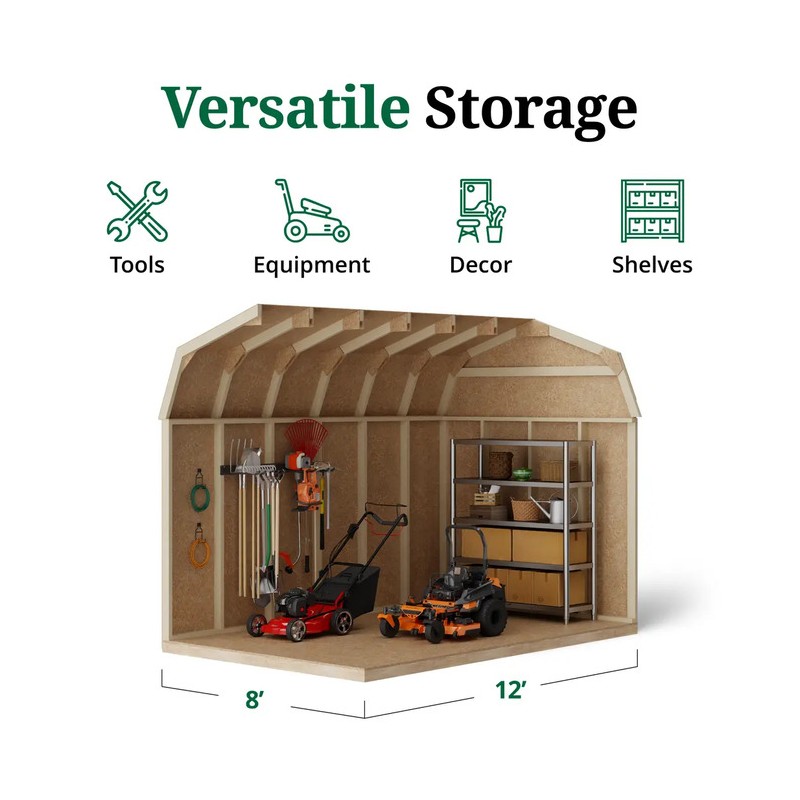 Little Cottage Co 8x12 Value Gambrel Barn 6' Sidewall (8x12-VGB-6-PC)