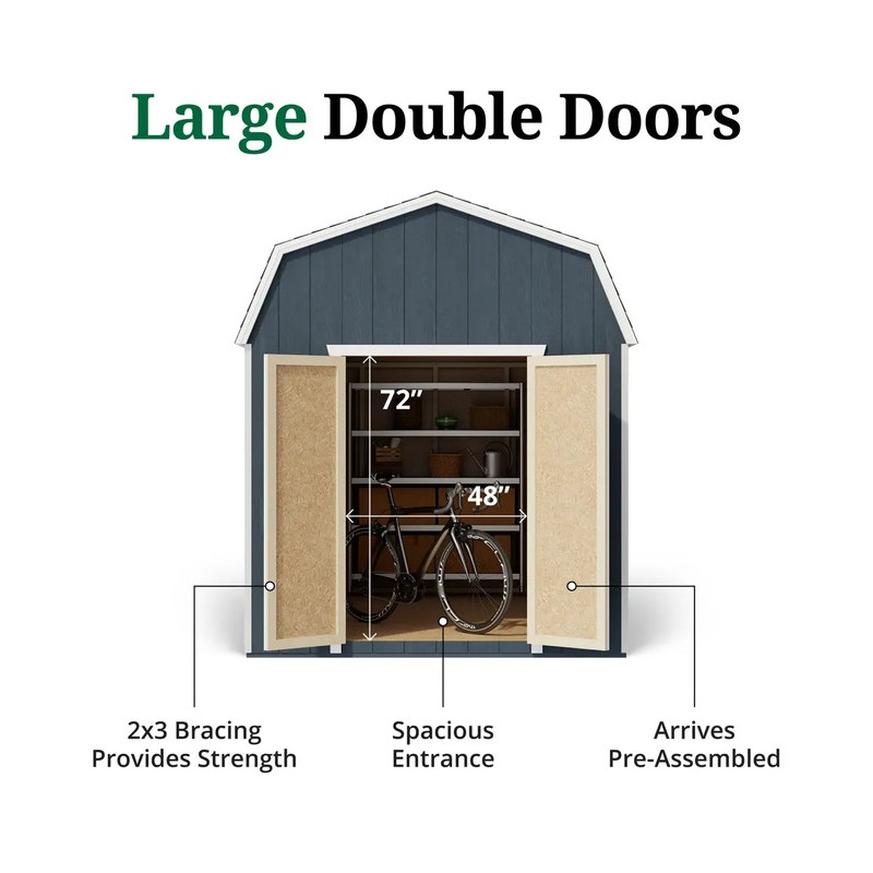 Little Cottage Co 8x14 Value Gambrel Barn 6' Sidewall (8x14-VGB-6-PC)