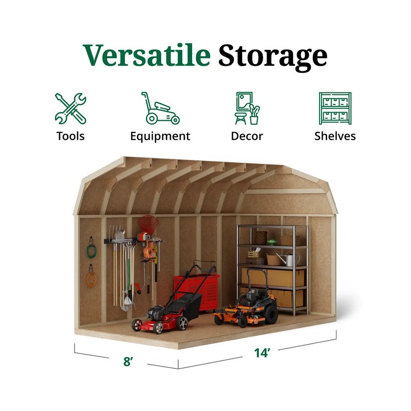 Little Cottage Co 8x14 Value Gambrel Barn 6' Sidewall (8x14-VGB-6-PC)