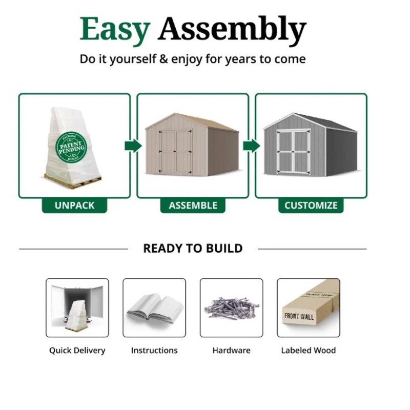 Little Cottage Co. 12x12 Value Gable Wood Shed Kit (12x12-VGS-PC)