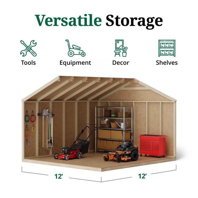 Little Cottage Co. 12x12 Value Gable Wood Shed Kit (12x12-VGS-PC)