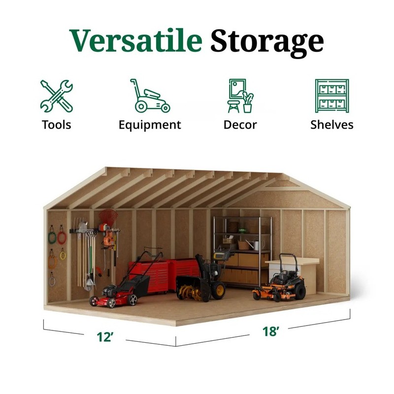 Little Cottage Co. 12x18 Value Gable Wood Shed Kit (12x18-VGS-PC)