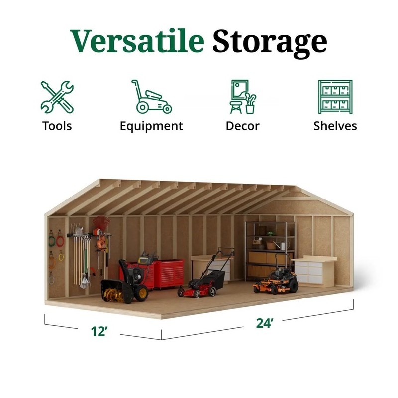 Little Cottage Co. 12x24 Value Gable Wood Shed Kit (12x24-VGS-PC)