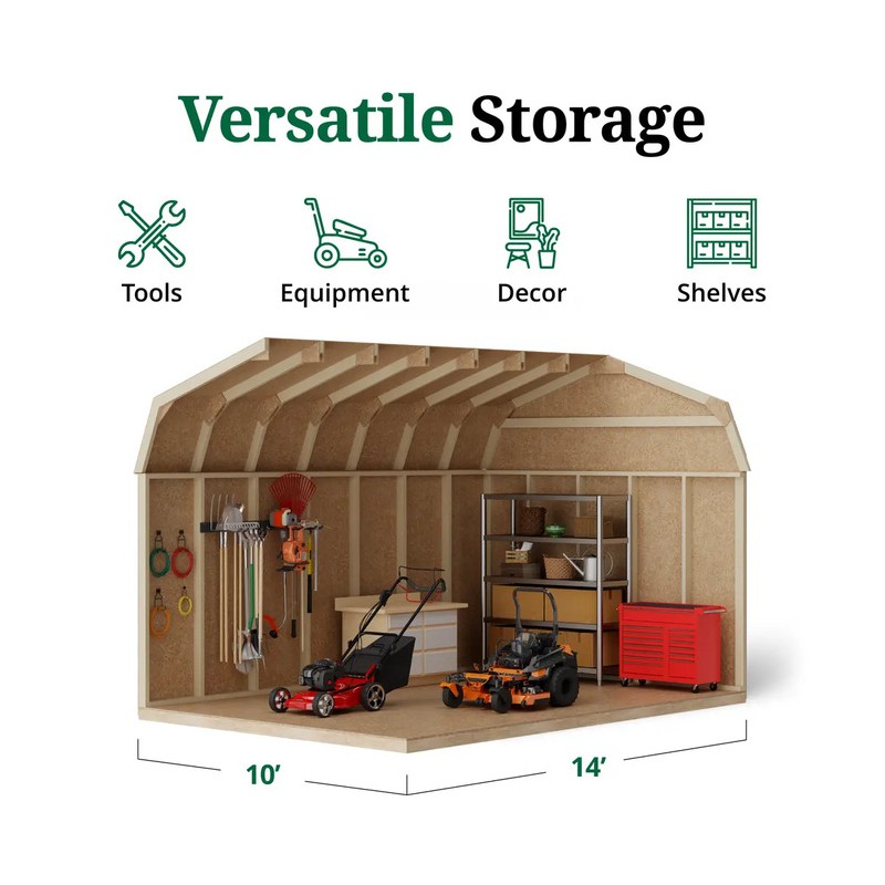 Little Cottage Co 10x14 Value Gambrel Barn 6'Sidewall (10x14-VGB-6-PC)