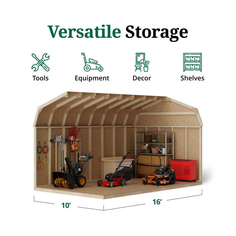 Little Cottage Co 10x16 Value Gambrel Barn 6'Sidewall (10x16-VGB-6-PC)