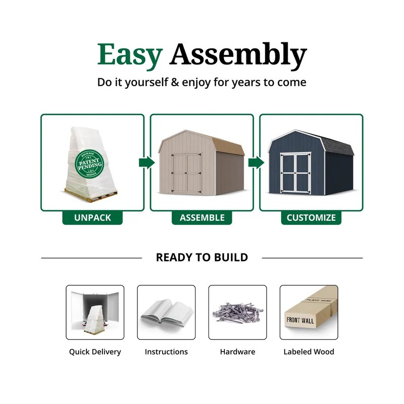 Little Cottage Co 10x16 Value Gambrel Barn 6'Sidewall (10x16-VGB-6-PC)