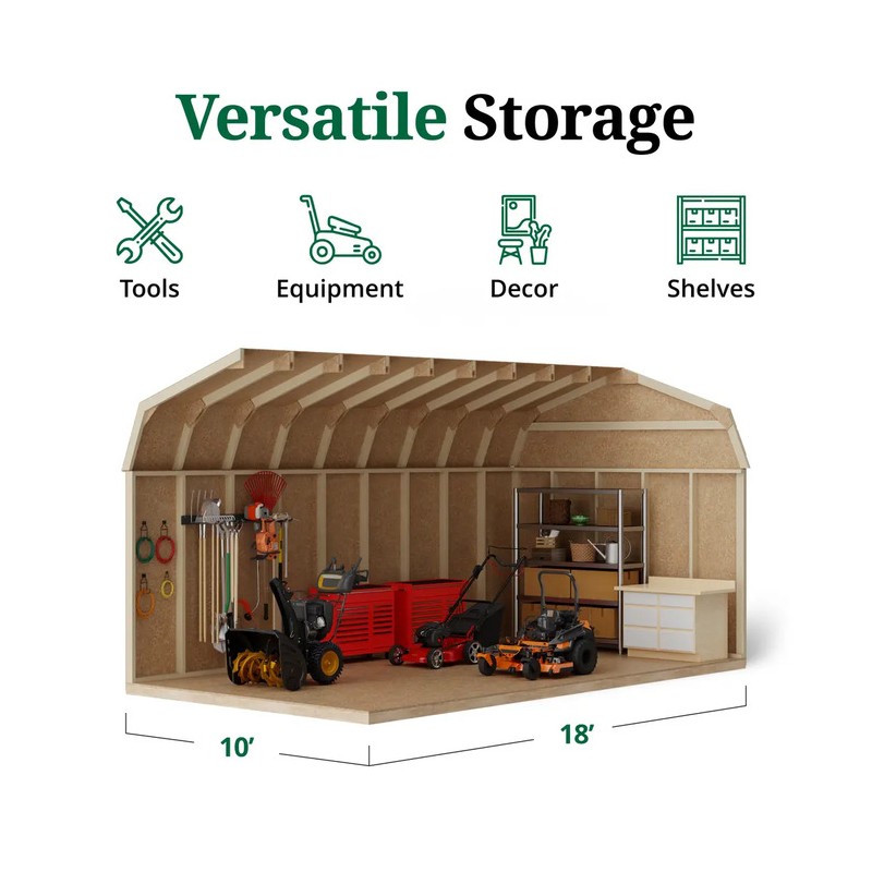 Little Cottage Co 10x18 Value Gambrel Barn 6'Sidewall (10x18-VGB-6-PC)