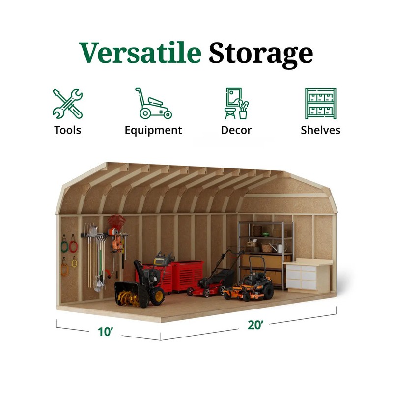 Little Cottage Co. 10x20 Value Gambrel Barn Wood Shed Kit w/ 6' Sidewall (10x20-VGB-6-PC)