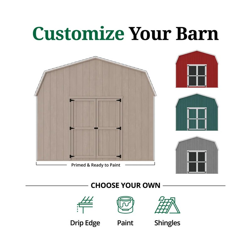 Little Cottage Co 12x18 Value Gambrel Barn 6'Sidewall (12x18-VGB-6-PC)