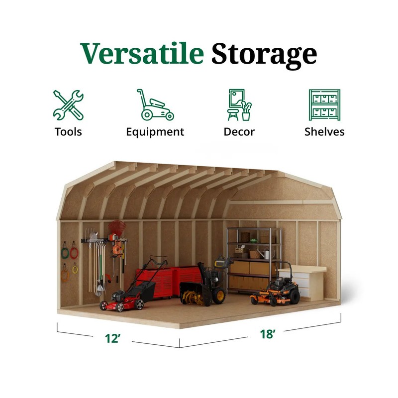 Little Cottage Co 12x18 Value Gambrel Barn 6'Sidewall (12x18-VGB-6-PC)