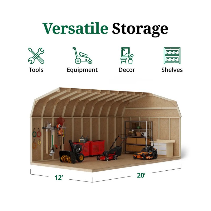 Little Cottage Co 12x20 Value Gambrel Barn 6'Sidewall (12x20-VGB-6-PC)