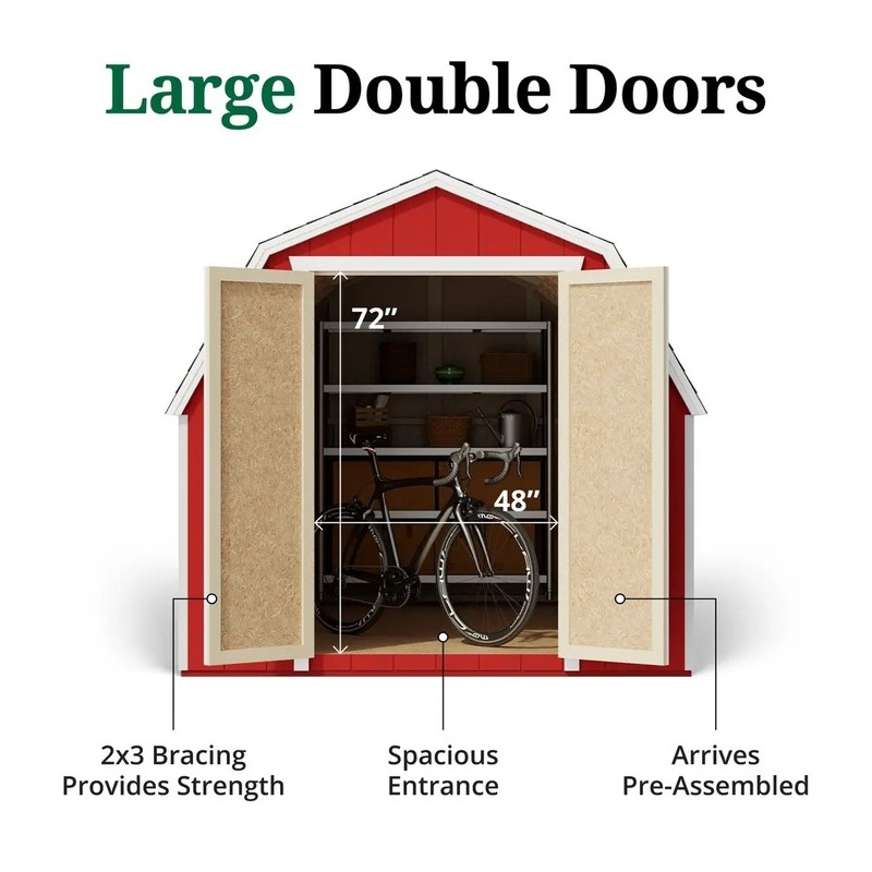 8x10 Value Gambrel Barn Wood Shed Kit w/ 4' Sidewall (8x10-VGB-4-PC)