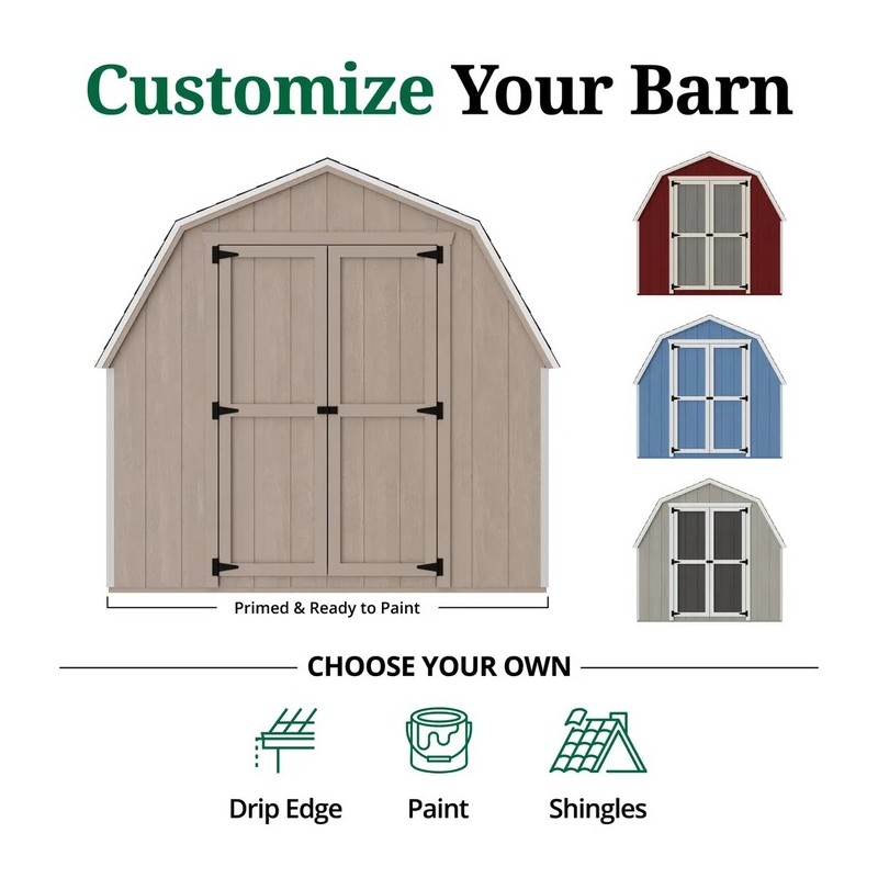 8x12 Value Gambrel Barn Wood Shed Kit w/ 4' Sidewall (8x12-VGB-4-PC)